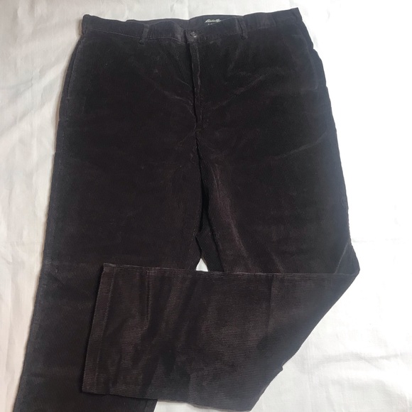 VTG Eddie Bauer Corduroy Pants Brown Flat Front 42 x 34 - Picture 2 of 8